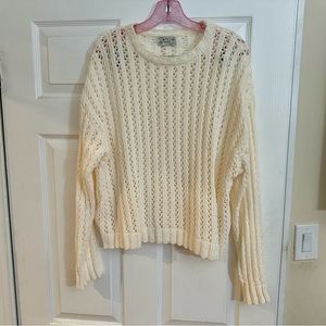 Poof Apparel chenille cream cropped sweater size large